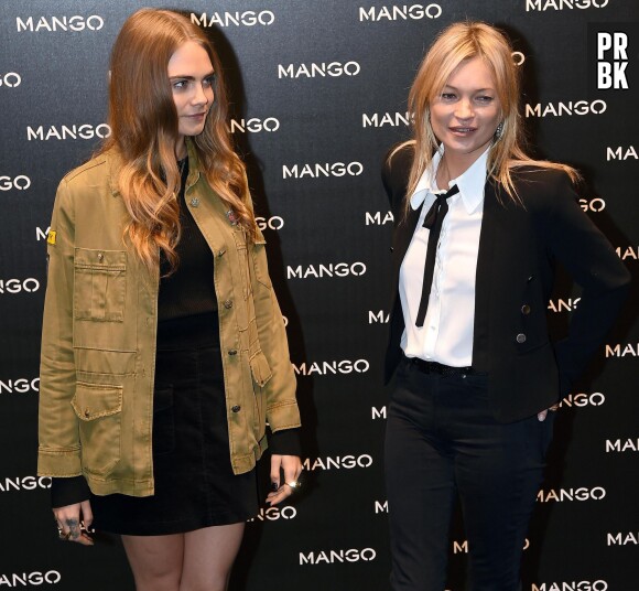 Cara Delevingne et Kate Moss au lancement de la nouvelle boutique Mango à Milan, le 23 septembre 2015