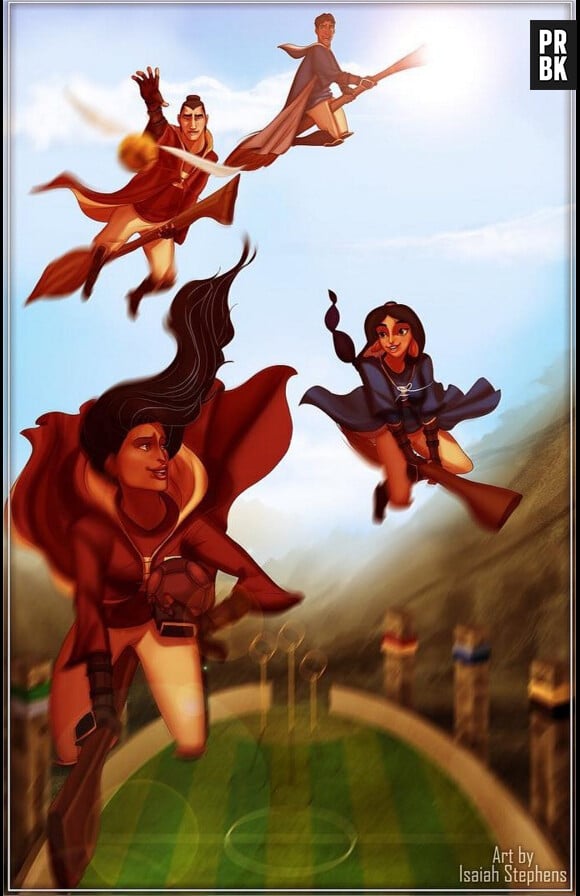 Harry Potter : l'artiste Isaiah Stephens a imaginé Pocahontas, la Belle et la Bête et d'autres personnages Disney dans l'univers de Poudlard
