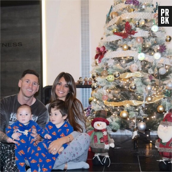 Lionel Messi en compagnie de sa femme et de ses enfants