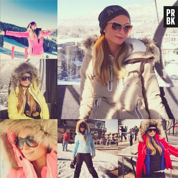 Paris Hilton en vacances à la neige, décembre 2015