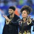     Alicia Keys sans maquillage       l      ors de la cérémonie de la finale de football de la Ligue des Champions 2016    
        