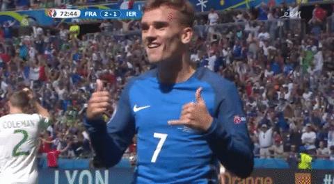 Antoine Griezmann et sa célébration téléphone