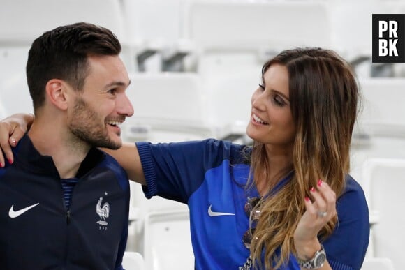 Hugo Lloris et son épouse Marine après le match France-Allemagne le 7 juillet 2016