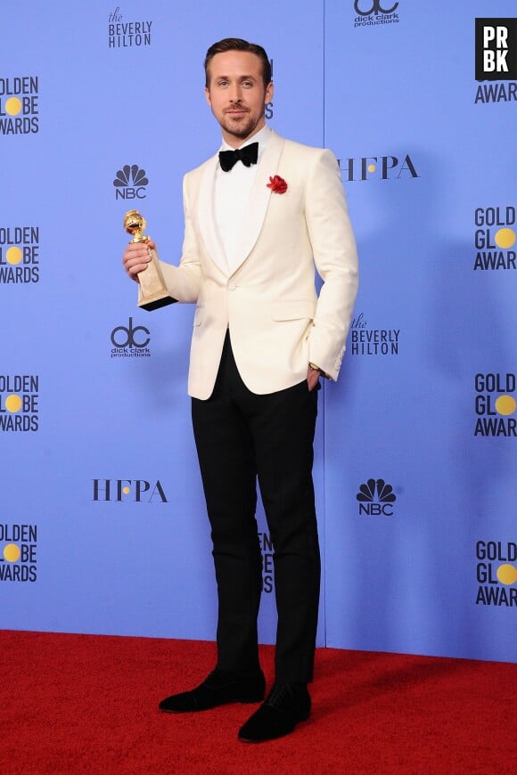Ryan Gosling gagnant aux Golden Globes 2017 le 8 janvier à Los Angeles