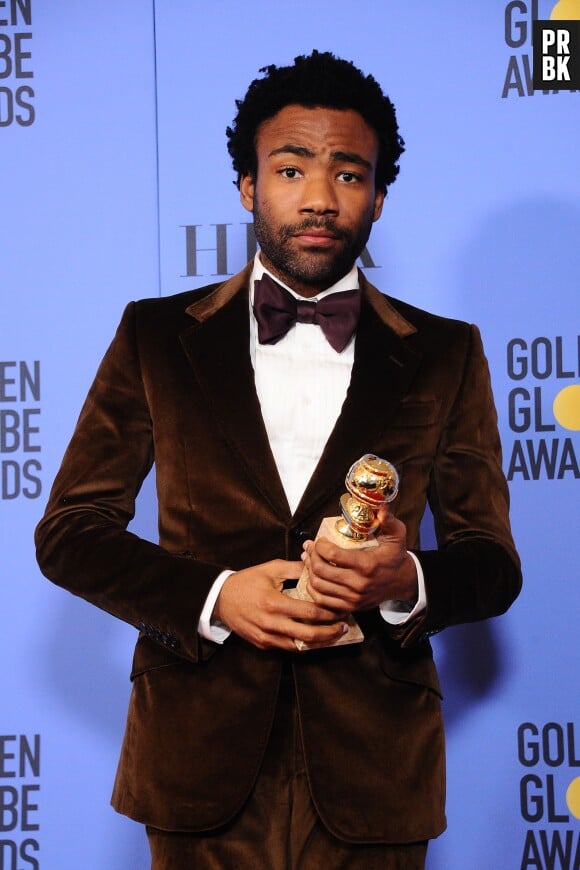 Donald Glover (Atlanta) gagnant aux Golden Globes 2017 le 8 janvier à Los Angeles