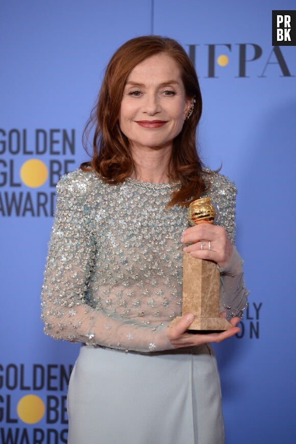 Isabelle Hupert gagnante aux Golden Globes 2017 le 8 janvier à Los Angeles