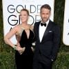 Blake Lively et Ryan Reynolds sur le tapis-rouge des Golden Globes 2017 le 8 janvier à Los Angeles