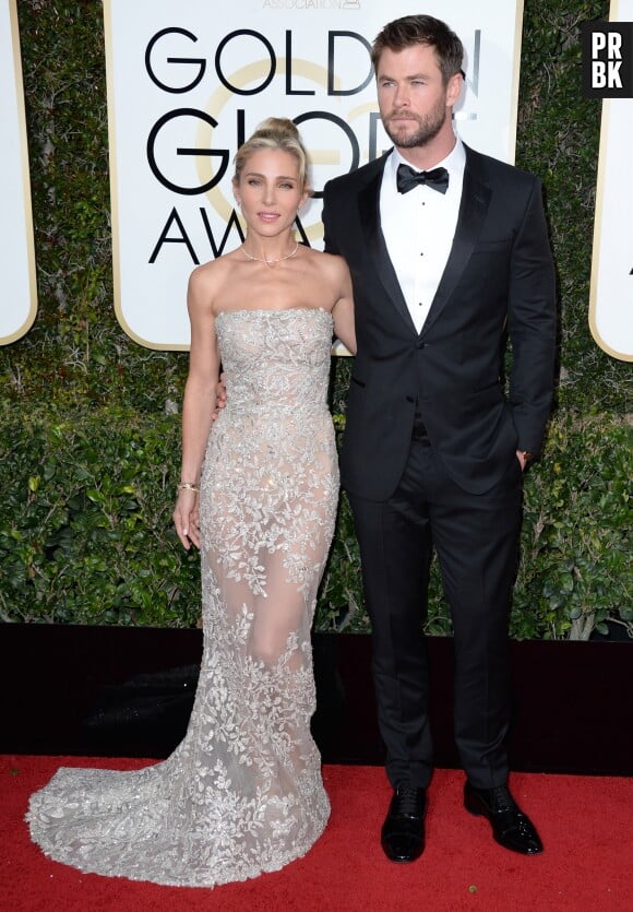 Chris Hemsworth et Elsa Pataky sur le tapis-rouge des Golden Globes 2017 le 8 janvier à Los Angeles