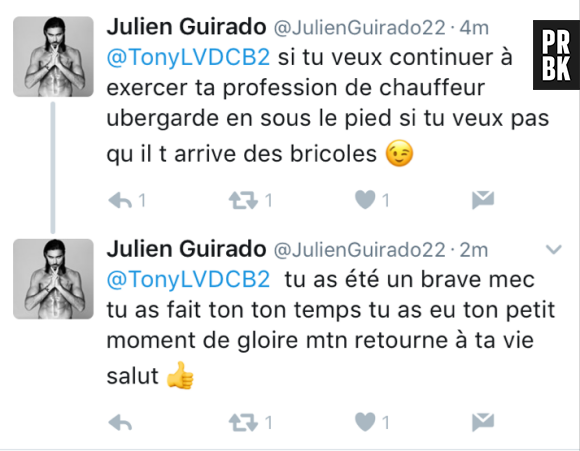 Julien Guirado (La Villa des Coeurs Brisés 2) tacle Tony sur Twitter