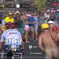Tour de France 2017 : un homme tout nu court derrière le vainqueur, Bauke Mollema