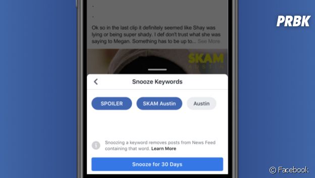 Facebook : Keyword Snooze bientôt disponible partout