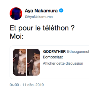 Aya Nakamura réagit avec humour à son malaise au Téléthon sur Twitter