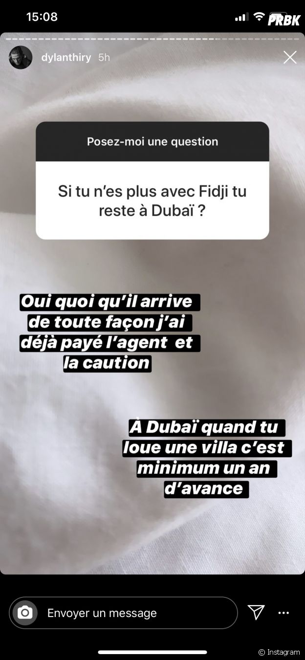 Dylan Thiry répond aux questions sur sa relation avec Fidji Ruiz