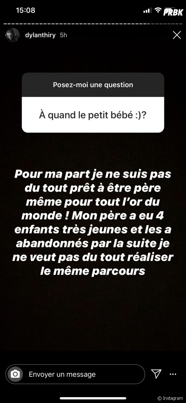 Dylan Thiry pas prêt à être père