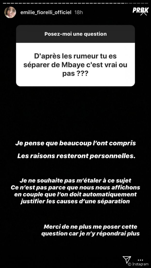 Emilie Fiorelli confirme sa rupture avec M'Baye Niang