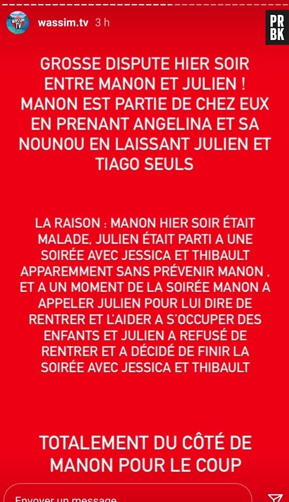 Julien Tanti et Manon Tanti des Marseillais séparés ou en break ? Elle serait partie de leur maison