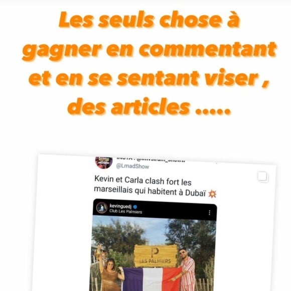 Kevin Guedj et Carla Moreau VS Maeva Ghennam et Jessica Thivenin ? Les candidats des Marseillais à Dubaï s'embrouillent pour un post Insta, Kevin réagit pour mettre les choses au clair