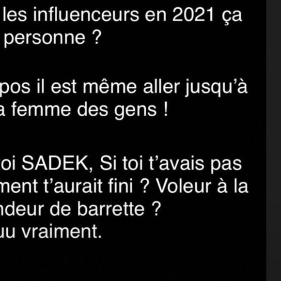 Sadek clashe les influenceurs, Milla Jasmine répond