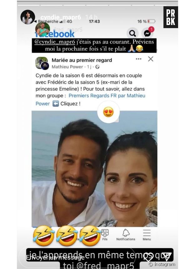 Cyndie et Frédéric de Mariés au premier regard rpondent aux rumeurs de couple