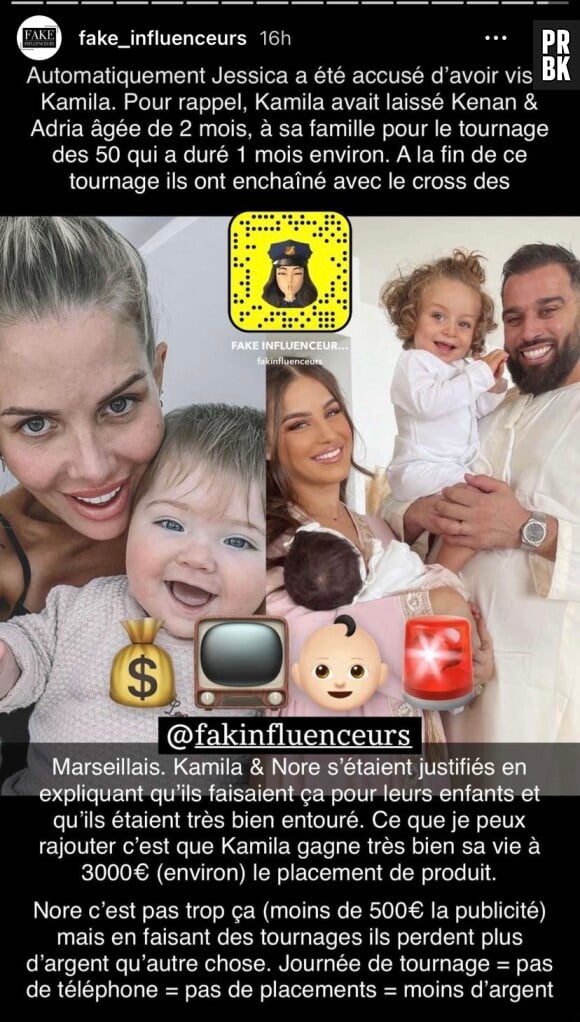 Le compte Instagram @fake_influenceurs balance les salaires de Kamila et Noré.