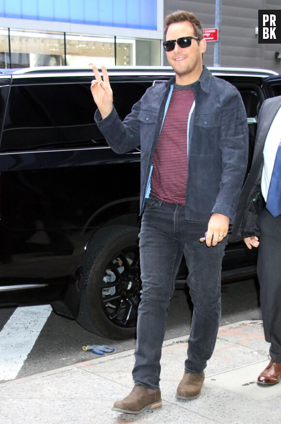 Chris Pratt arrive à l'émission "Good Morning America" à New York City, New York, Etats-Unis, le 3 mai 2023.