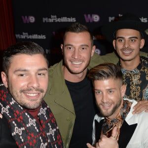 Kevin Guedj, Anthony Nacca, Greg Yega et Paga à l'avant-première de la nouvelle saison de l'émission de télé-réalité "Les Marseillais Asian Tour" au cinéma Gaumont Champs-Elysées à Paris, le 13 février 2019. © Veeren/Bestimage