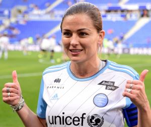Laure Boulleau lors du match de football caritatif entre l'OL Légendes et la team Unicef au Groupama Stadium à Lyon en faveur des enfants d'Ukraine et pour célébrer les 20 ans du premier titre de Champion de France de l Olympique Lyonnais le 10 mai 2022. © Romain Doucelin / Bestimage 