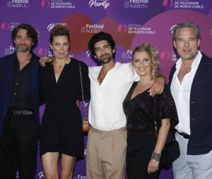 Le cast de 'Un si grand soleil ' Marie Gaelle Cals, Hubert Benhamdine, Fabrice Deville, Nadia Foosier, Folco Marchi lors de la soirée ' Series' au Fairmont Hotel lors du 61Eme Festival de Televison de Monte-Carlo le 18 juin 2022. © Denis Guignebourg / Bestimage