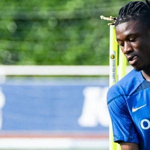 Eduardo Camavinga - L'équipe de France de football s'entraine à Clairefontaine avant son match de qualification pour l’Euro 2024, le 12 juin 2023. la France affrontera Gibraltar ce vendredi 16 juin à 20h45 au Stade de l'Algarve à Faro-Loulé au Portugal. 