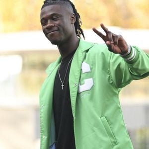 Eduardo Camavinga - Arrivée des joueurs de l'équipe de France à Clairefontaine, le 14 novembre 2022.  Arrival of the players of the French team in Clairefontaine, November 14, 2022.