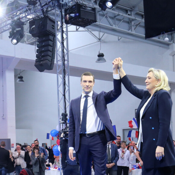 Marine Le Pen et Jordan Bardella - Première fête de la Nation du RN au Havre le 1er Mai 2023.


