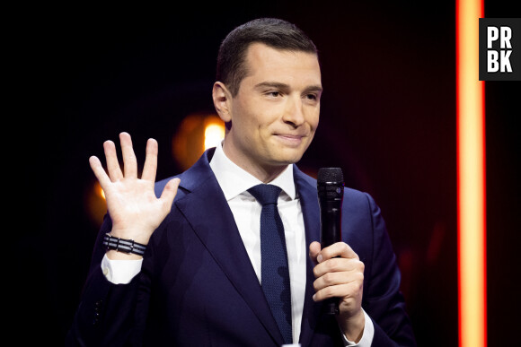 Jordan Bardella - Le président du Rassemblement national RN - Deuxième édition du Grand Débat des Valeurs au Palais des Sports de Paris le 13 avril 2023.


