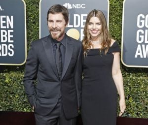 Christian Bale et sa femme Sibi Blazic - Photocall de la 76ème cérémonie annuelle des Golden Globe Awards au Beverly Hilton Hotel à Los Angeles, le 6 janvier 2019. 