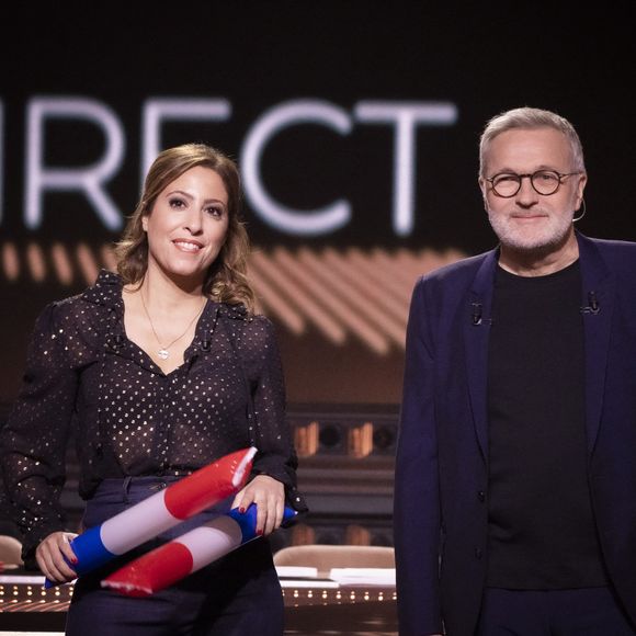 Exclusif - Léa Salamé, Laurent Ruquier sur le plateau de l'émission OEED (On Est En Direct) présentée par L.Salamé et L.Ruquier à Paris, France, le 19 mars 2022. © Jack Tribeca/Bestimage