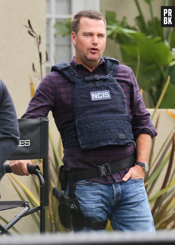 Exclusif - Chris O'Donnell sur le tournage d'une nouvelle saison de NCIS: Los Angeles dans les rues de Los Angeles, Californie, Etats-Unis, le 8 octobre 2021.