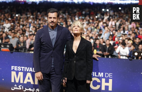 Marina Foïs et Laurent Lafitte - Photocall avant la projection du film "Papa ou Maman" lors de la 19ème édition du festival international du film de Marrakech, place Jemaa el-Fnaa le 13 novembre 2022. © Denis Guignebourg / Bestimage