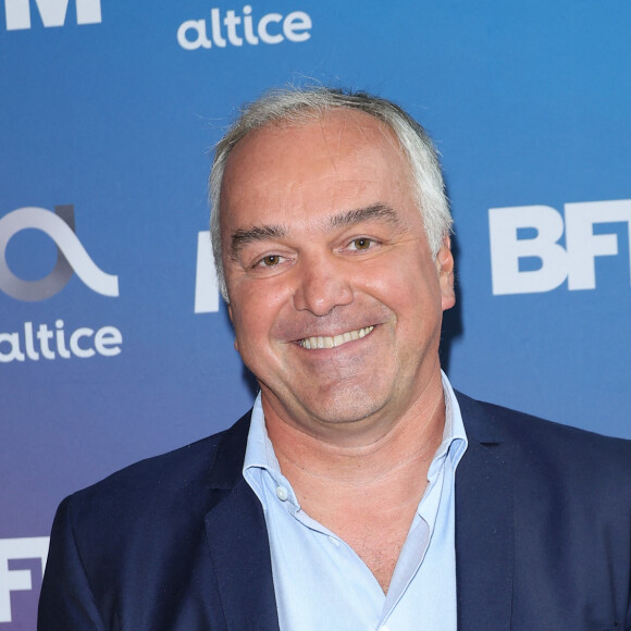 Olivier Truchot lors de la conférence de presse de rentrée BFM TV. - RMC du groupe Altice France à Paris, France, le 31 août 2023. © Coadic Guirec/Bestimage 