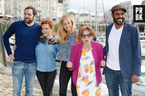File photo dated September 12 2015 of actors David Mora, Valerie Karsenti, Amelie Etasse, Marion Game, Loup-Denis Elion during 'Scenes de ménages' photocall during 17th Festival Fiction La Rochelle. Marion Game, who played Huguette in the hit M6 series 'Scenes de ménages', died on Thursday March 23 at the age of 84. Photo by Pascal Baril/ABACAPRESS.COM