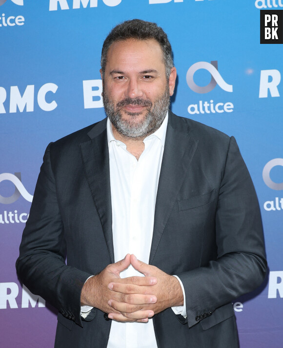 Bruce Toussaint lors de la conférence de presse de rentrée BFM TV. - RMC du groupe Altice France à Paris, France, le 31 août 2023. © Coadic Guirec/Bestimage