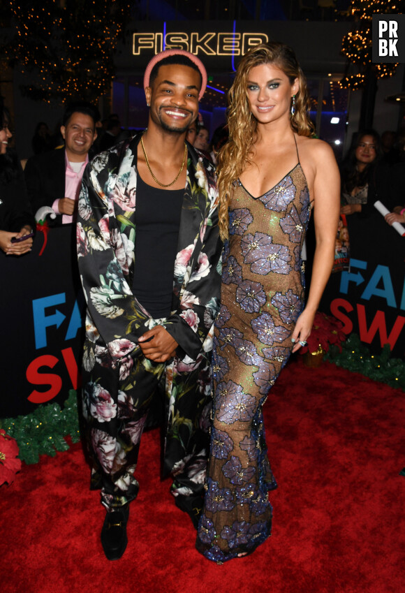 Andrew Bachelor and Hannah Stocking at the LA premiere of Netflix' Family Switch at The Grove in Los Angeles, California on November 29, 2023. 