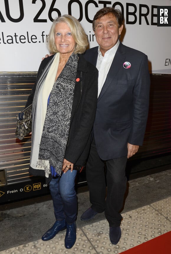Jean-Pierre Foucault et sa femme Evelyne - Inauguration "Le Train de la Télé" à Paris Gare de Lyon le 6 octobre 2014.
