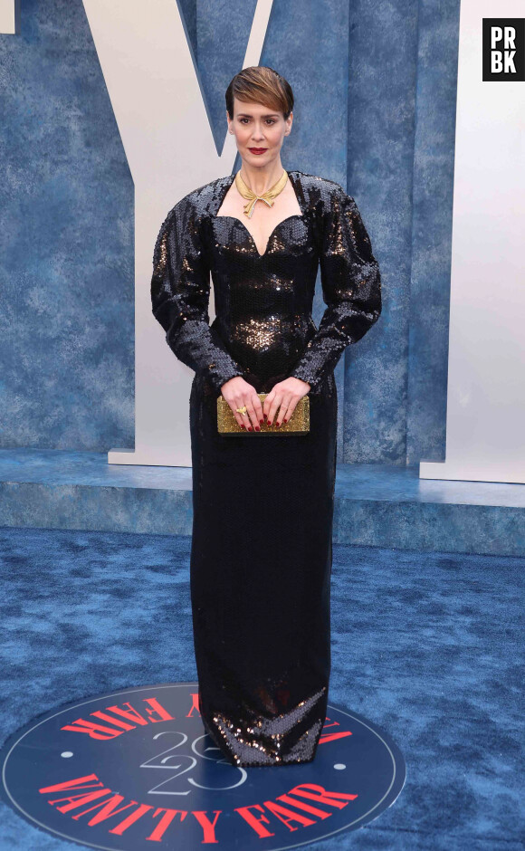 Sarah Paulson au photocall de la soirée "Vanity Fair" lors de la 95ème édition de la cérémonie des Oscars à Los Angeles, le 12 mars 2023.  Celebrities attend the 2022 Vanity Fair Oscar Party at the Wallis Annenberg Center for the Performing Arts. Los Angeles, March 12th, 2023. 