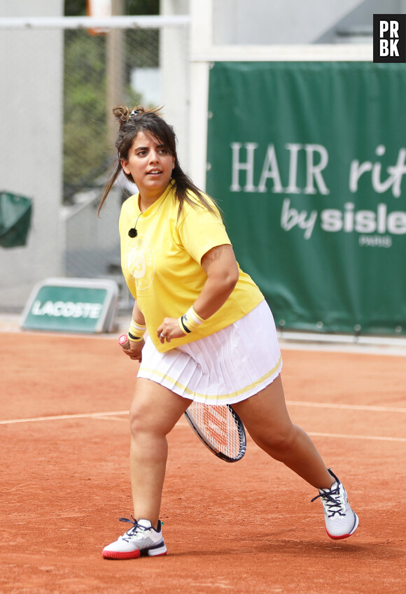 Inès Reg lors de la finale de la saison 3 de "Stars, Set et Match" au profit d'associations caritatives en marge des Internationaux de France de tennis à Roland Garros à Paris, France, le 10 juin 2021. © Dominique Jacovides/Bestimage