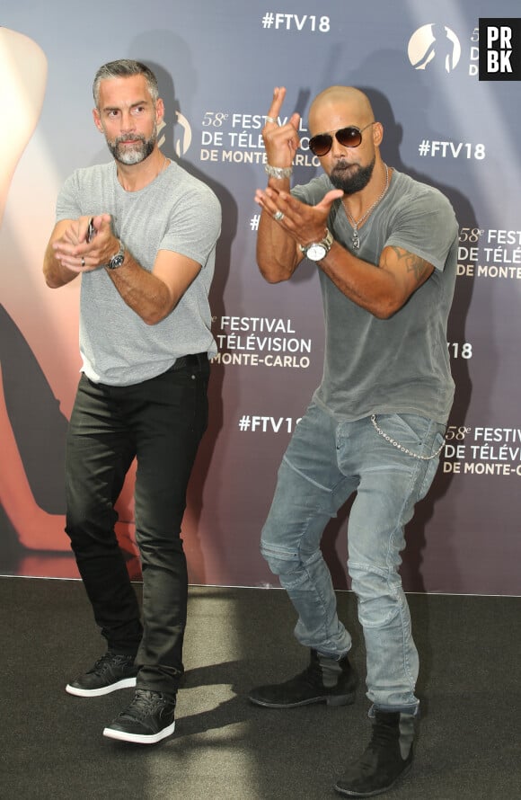 Jay Harrington, Shemar Moore pour la série "Swat" lors du 58ème festival de Télévision de Monte-carlo à Monaco le 17 juin 2018. © Denis Guignebourg / Bestimage