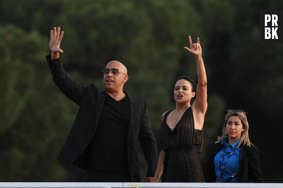 Vin Diesel, Michelle Rodriguez - Les acteurs du film arrivent à la première du film "Fast & Furious X" à Rome, le 12 mai 2023.