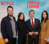 Chris Pratt, Katherine Schwarzenegger, Arnold Schwarzenegger, Christina Schwarzenegger à la première du film "Fubar" à Los Angeles, le 22 mai 2023.