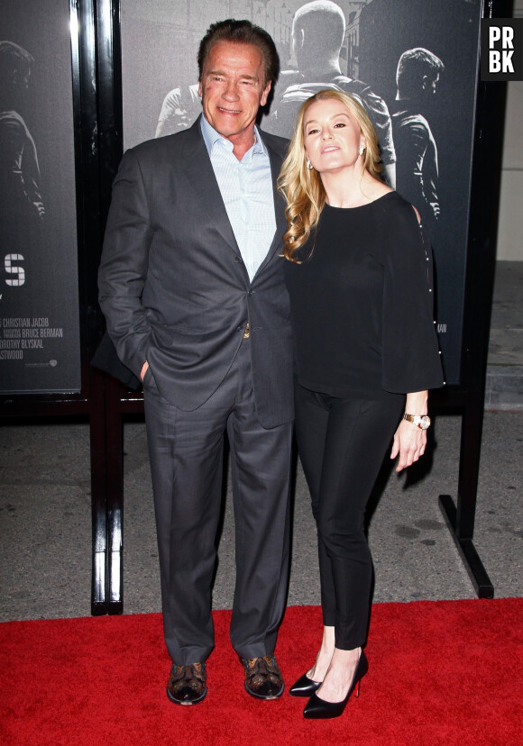 Arnold Schwarzenegger et sa compagne Heather Milligan à la première du film "Le 15:17 pour Paris" au Warner Bros à Burbank, le 5 février 2018