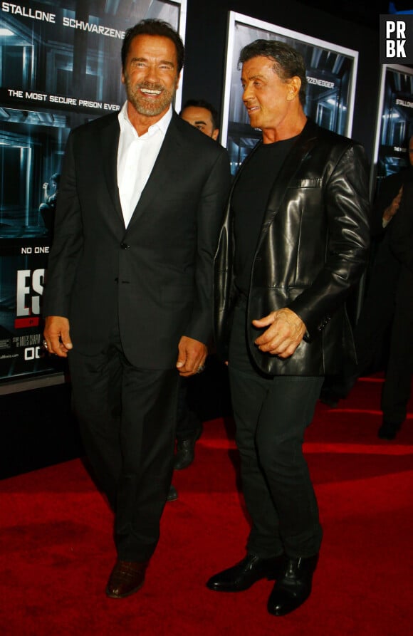 Arnold Schwarzenegger, Sylvester Stallone - Premiere de "The Escape Plan" a New York le 15 octobre 2013.