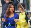 Semi-exclusif - Première apparition de l'actrice Ashley Park, depuis son hospitalisation pour un choc septique, pendant le tournage de la saison 4 de série Netflix "Emily in Paris" avec la co-star Lily Collins dans les rues de Paris, France, le 16 février 2024.