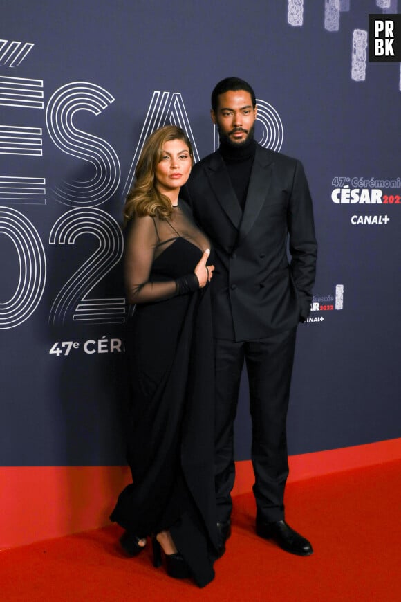 Nawell Madani et son compagnon Djebril Zonga - Photocall de la 47ème édition de la cérémonie des César à l'Olympia à Paris, le 25 février 2022. © Borde-Jacovides/Bestimage